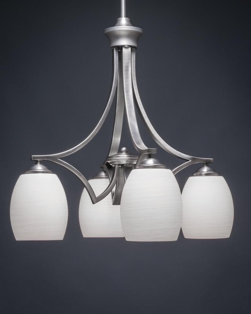 Toltec Lighting-568-GP-615-Zilo - 4 Light Chandelier-21 Inches Tall and 19.25 Inches Wide Graphite White Linen Zilo - 4 Light Chandelier-21 Inches Tall and 19.25 Inches Wide