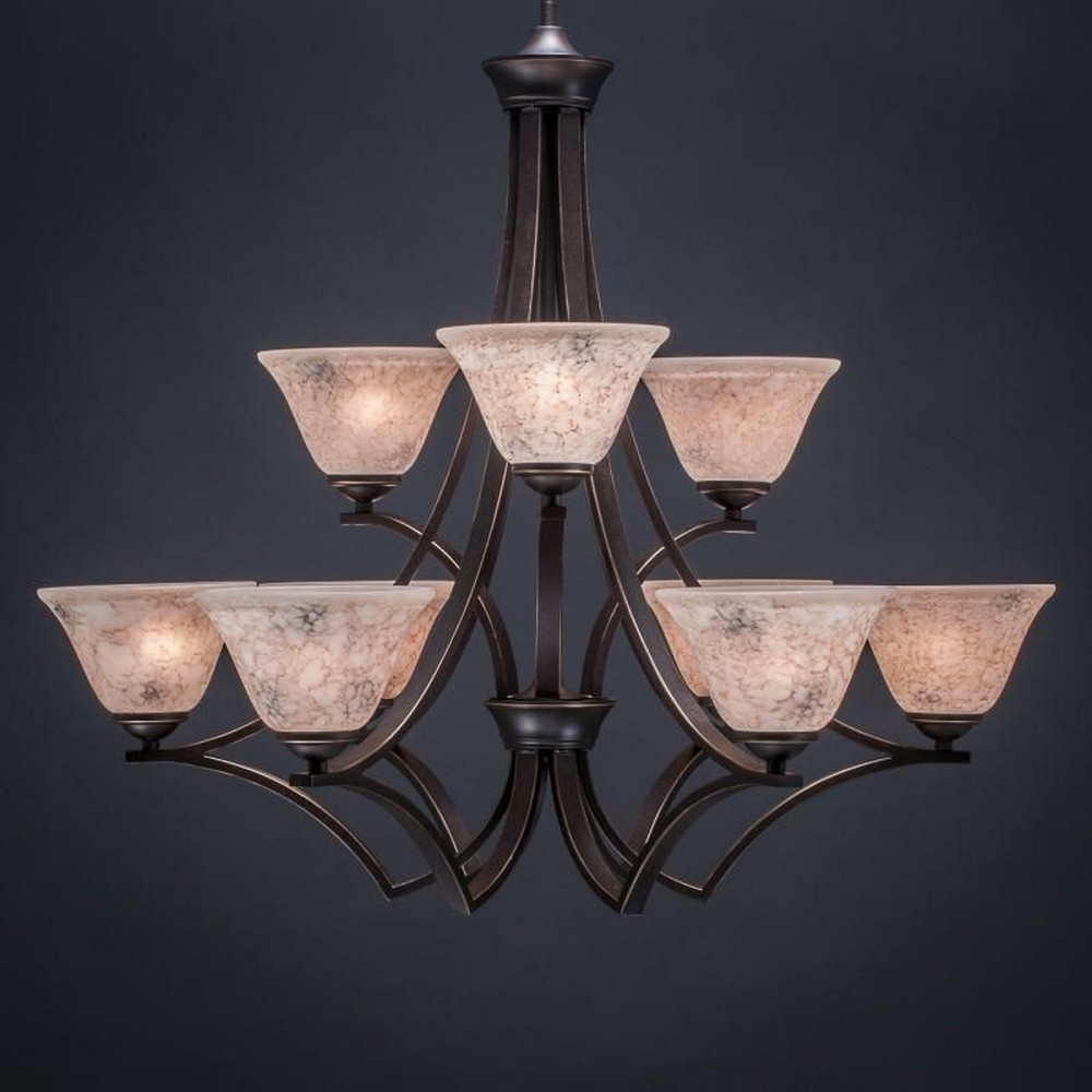 Toltec Lighting-569-DG-508-Zilo - 9 Light Chandelier-28 Inches Tall and 29.25 Inches Wide Dark Granite Italian Marble Zilo - 9 Light Chandelier-28 Inches Tall and 29.25 Inches Wide