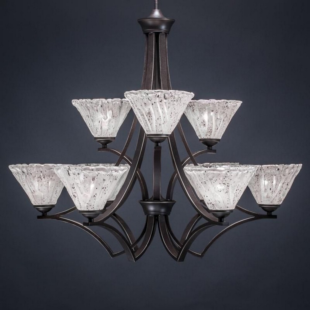 Toltec Lighting-569-DG-7195-Zilo - 9 Light Chandelier-28 Inches Tall and 31.75 Inches Wide Dark Granite Italian Ice Zilo - 9 Light Chandelier-28 Inches Tall and 31.75 Inches Wide