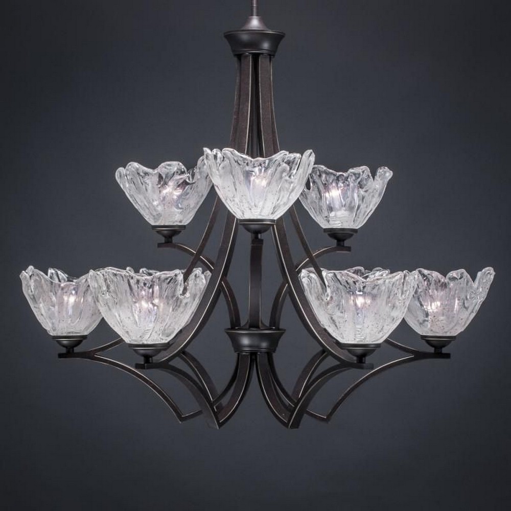 Toltec Lighting-569-DG-759-Zilo - 9 Light Chandelier-28 Inches Tall and 31.75 Inches Wide   Zilo - 9 Light Chandelier-28 Inches Tall and 31.75 Inches Wide