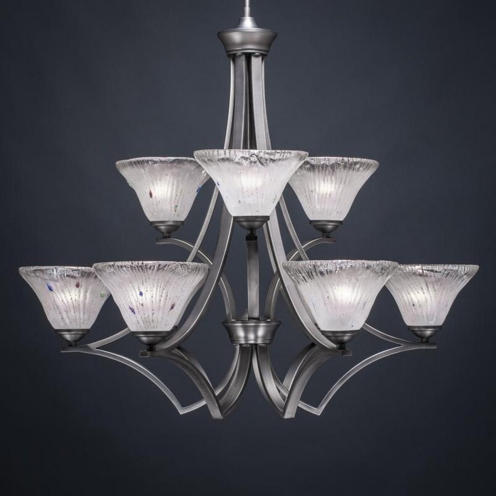 Toltec Lighting-569-GP-751-Zilo - 9 Light Chandelier-28 Inches Tall and 31.75 Inches Wide Graphite Frosted Crystal Zilo - 9 Light Chandelier-28 Inches Tall and 31.75 Inches Wide