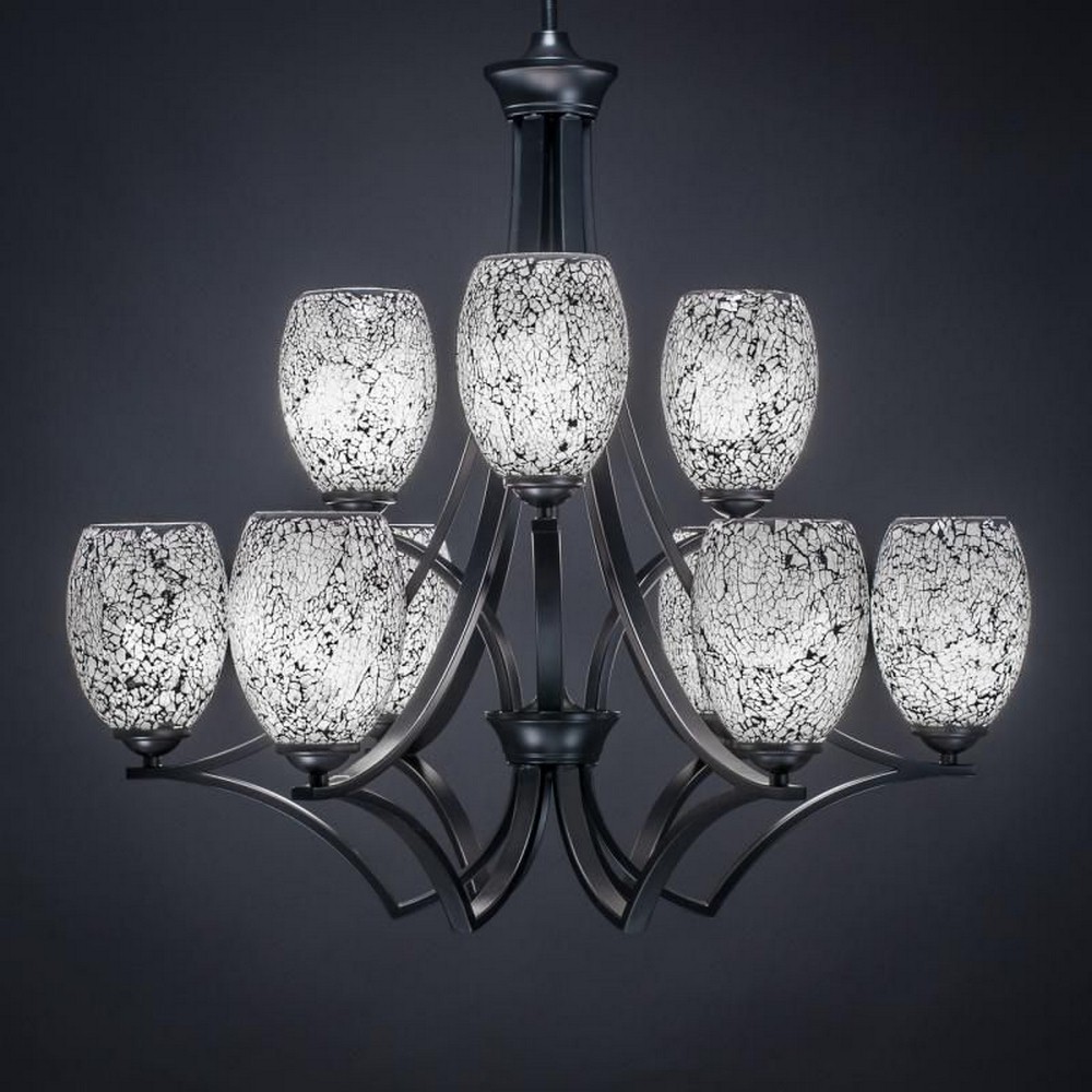 Toltec Lighting-569-MB-4165-Zilo - 9 Light Chandelier-28 Inches Tall and 29.25 Inches Wide Matte Black Black Fusion Zilo - 9 Light Chandelier-28 Inches Tall and 29.25 Inches Wide