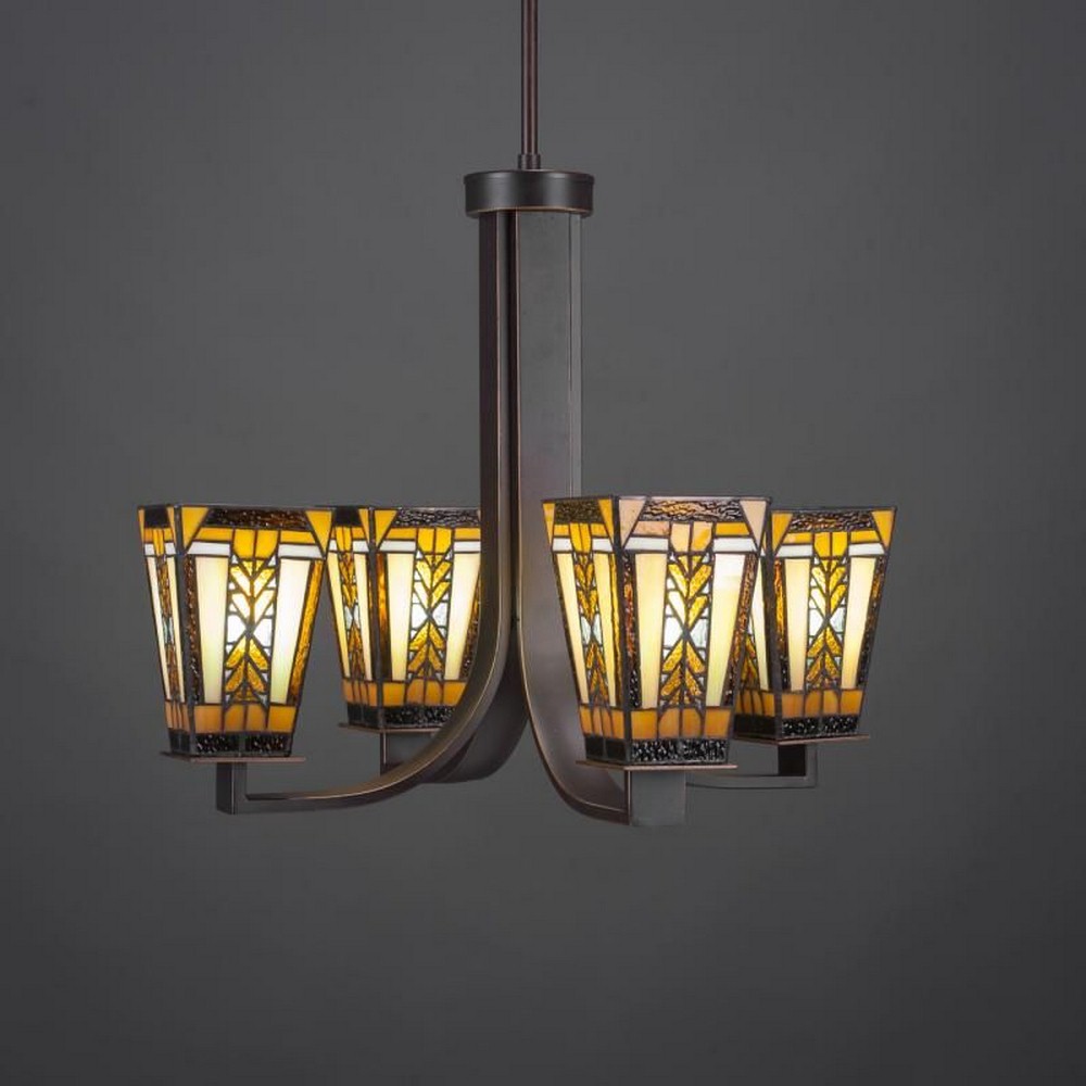 Toltec Lighting-574-DG-9864-Apollo - 4 Light Chandelier-17.75 Inches Tall and 21.75 Inches Wide Dark Granite Square Santa Cruz Art Apollo - 4 Light Chandelier-17.75 Inches Tall and 21.75 Inches Wide