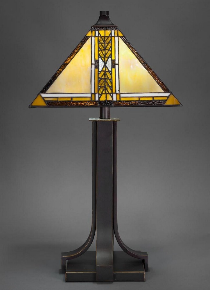 Toltec Lighting-577-DG-9867-Apollo - 2 Light Table Lamp-24.75 Inches Tall and 14 Inches Wide Dark Granite Square Santa Cruz Art Dark Granite Finish with Square Frosted Crystal Glass