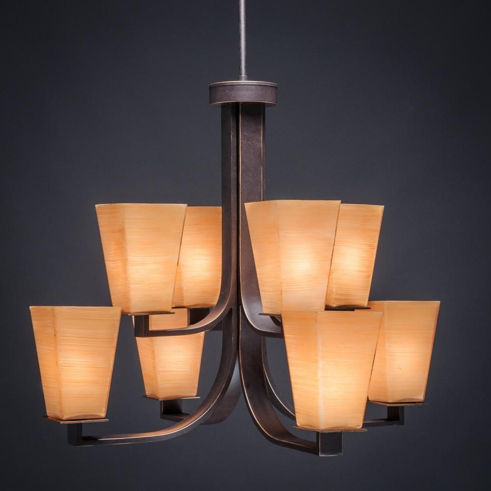 Toltec Lighting-578-DG-670-Apollo - 8 Light Chandelier-23 Inches Tall and 27 Inches Wide Dark Granite Cayenne Linen Apollo - 8 Light Chandelier-23 Inches Tall and 27 Inches Wide