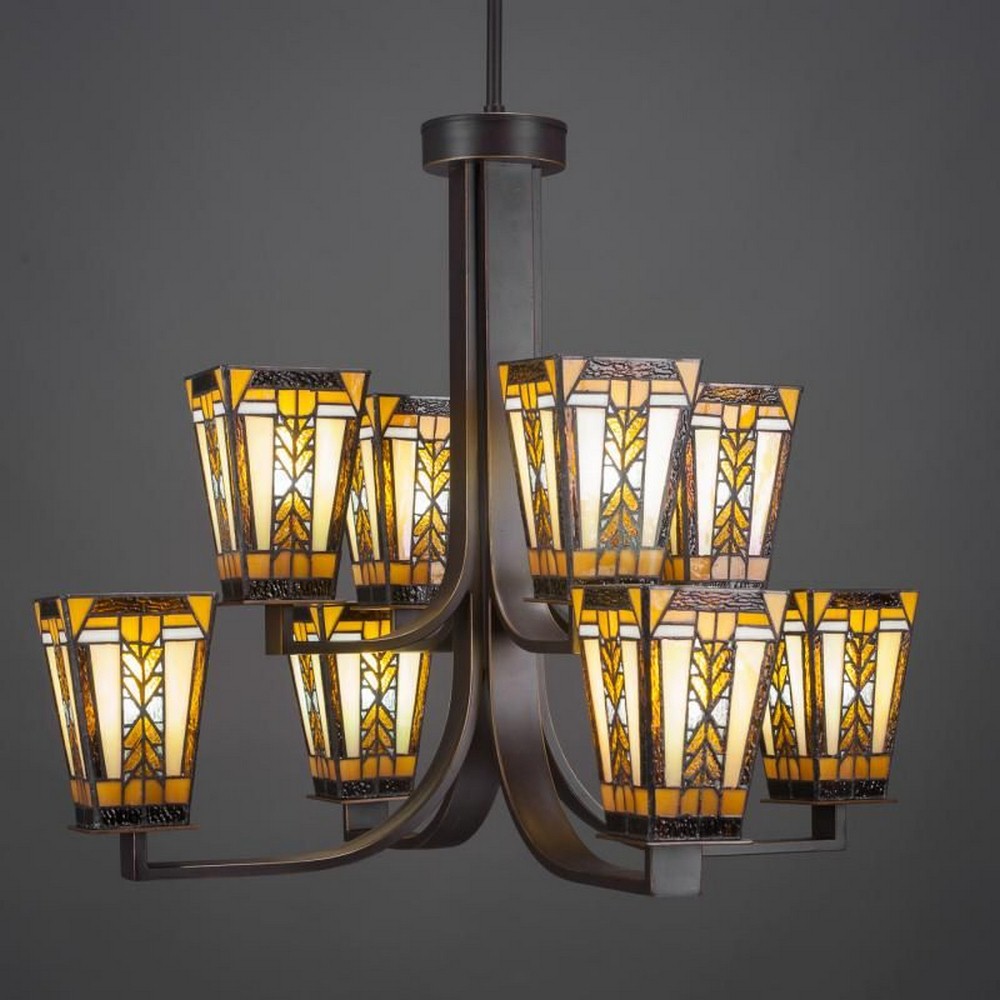 Toltec Lighting-578-DG-9864-Apollo - 8 Light Chandelier-23 Inches Tall and 27 Inches Wide Dark Granite Square Santa Cruz Art Apollo - 8 Light Chandelier-23 Inches Tall and 27 Inches Wide