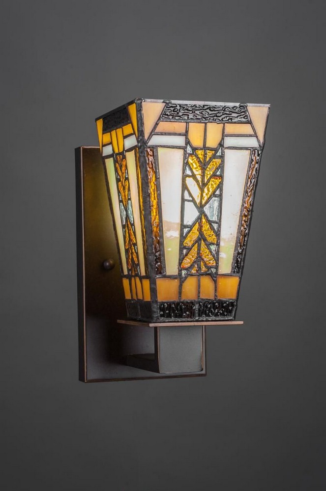 Toltec Lighting-581-DG-9864-Apollo - 1 Light Wall Sconce-9.25 Inches Tall and Inches Wide Dark Granite Square Santa Cruz Art Dark Granite Finish with Square Amber Crystal Glass