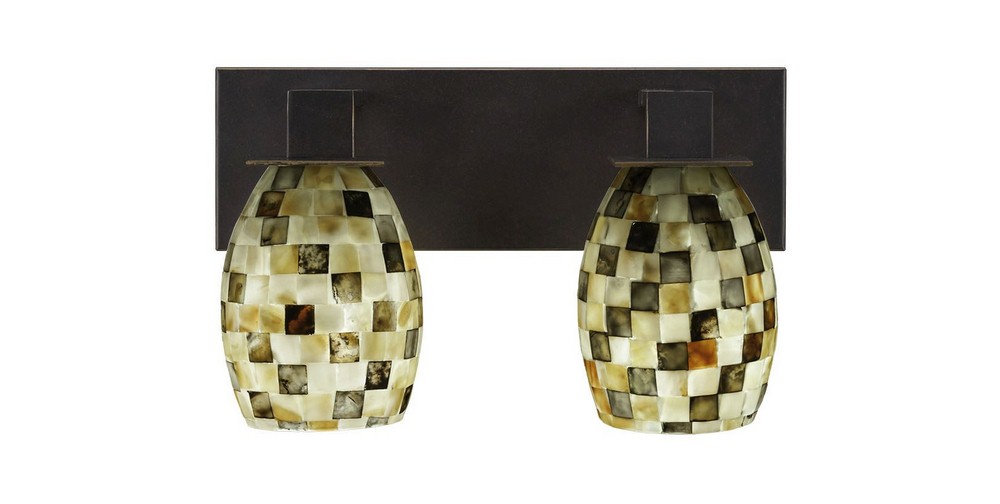 Toltec Lighting-582-DG-408-Apollo - 2 Light Bath Bar-8.25 Inches Tall and 13 Inches Wide Dark Granite Sea Haze Seashell Dark Granite Finish with Ivory Glaze Seashell Glass