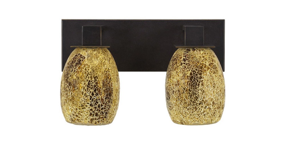 Toltec Lighting-582-DG-4175-Apollo - 2 Light Bath Bar-8.5 Inches Tall and 13.25 Inches Wide Dark Granite Gold Fusion Dark Granite Finish with Gold Fusion Glass