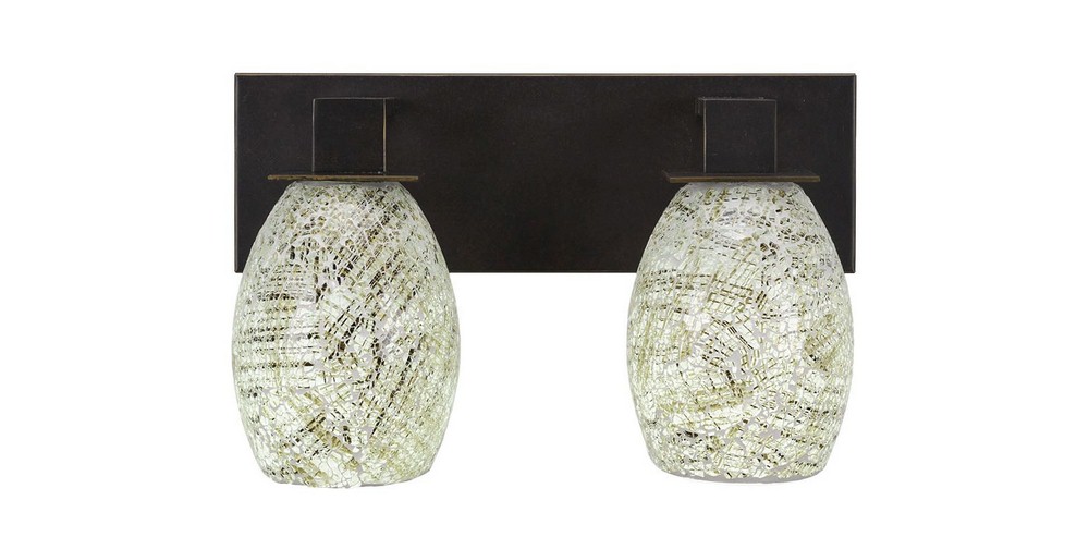 Toltec Lighting-582-DG-5054-Apollo - 2 Light Bath Bar-8.5 Inches Tall and 13.25 Inches Wide Dark Granite Natural Fusion Dark Granite Finish with Gold Fusion Glass