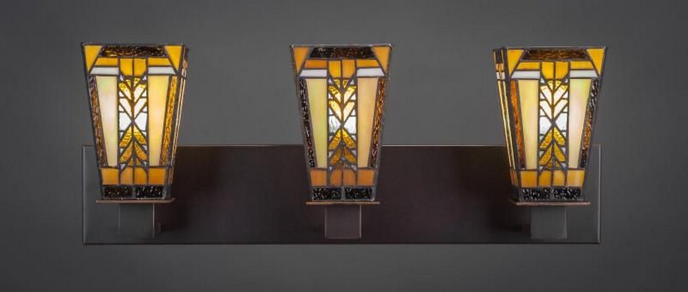 Toltec Lighting-583-DG-9864-Apollo - 3 Light Bath Bar-9.25 Inches Tall and Inches Wide Dark Granite Square Santa Cruz Art Apollo - 3 Light Bath Bar-9.25 Inches Tall and Inches Wide