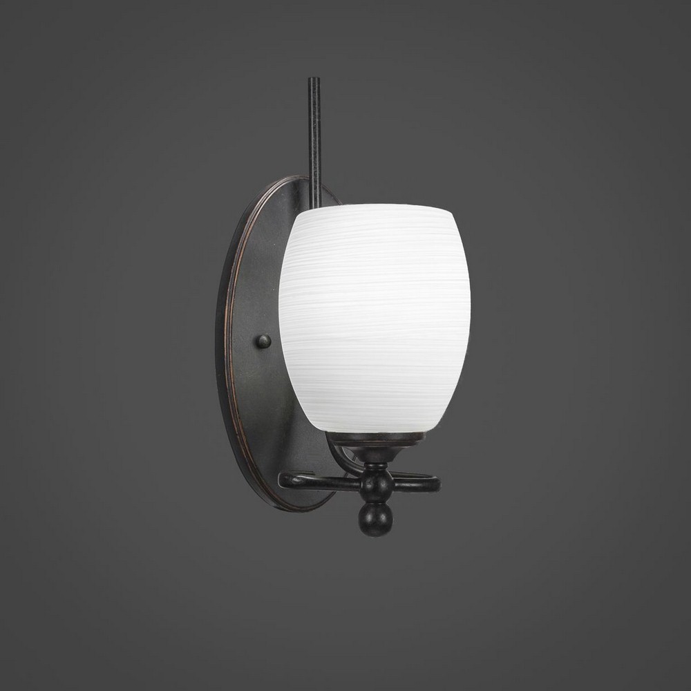 Toltec Lighting-591-DG-615-Capri - 1 Light Wall Sconce-13 Inches Tall and 9 Inches Wide Dark Granite White Linen Dark Granite Finish with Cayenne Linen Glass