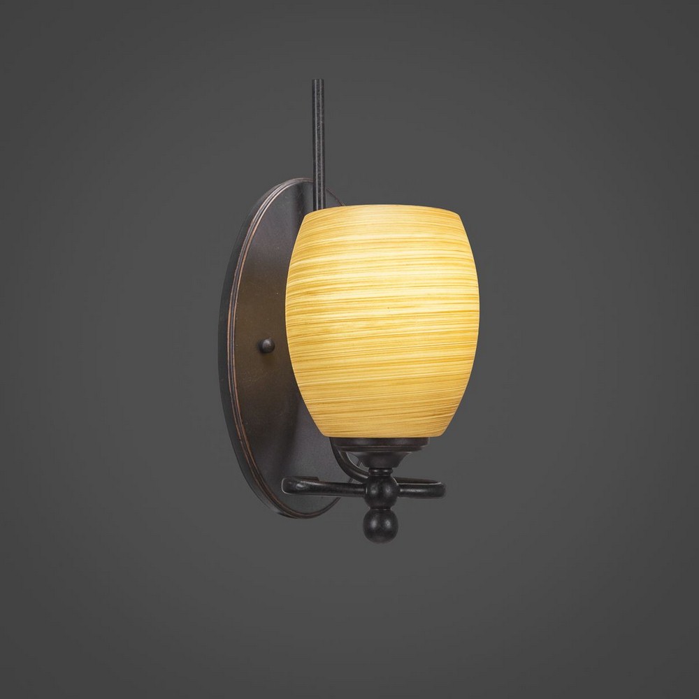 Toltec Lighting-591-DG-625-Capri - 1 Light Wall Sconce-13 Inches Tall and 9 Inches Wide Dark Granite Cayenne Linen Dark Granite Finish with Cayenne Linen Glass