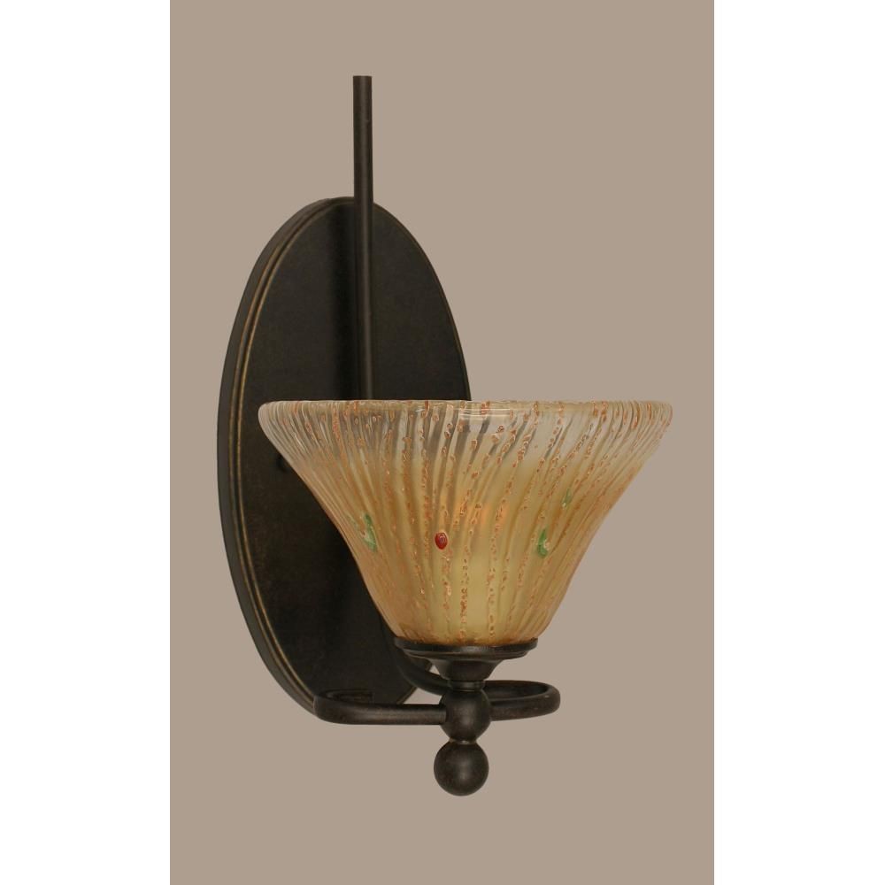 Toltec Lighting-591-DG-750-Capri - 1 Light Wall Sconce-13 Inches Tall and 10 Inches Wide Dark Granite Amber Crystal Dark Granite Finish with Frosted Crystal Glass