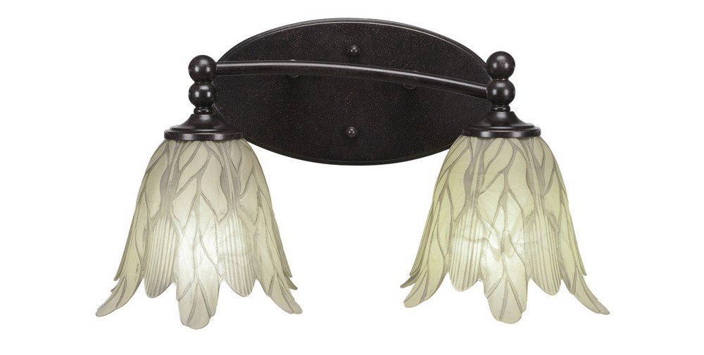 Toltec Lighting-592-DG-1025-Capri - 2 Light Bath Bar-9.5 Inches Tall and Inches Wide Dark Granite Vanilla Leaf Capri - 2 Light Bath Bar-9.5 Inches Tall and Inches Wide