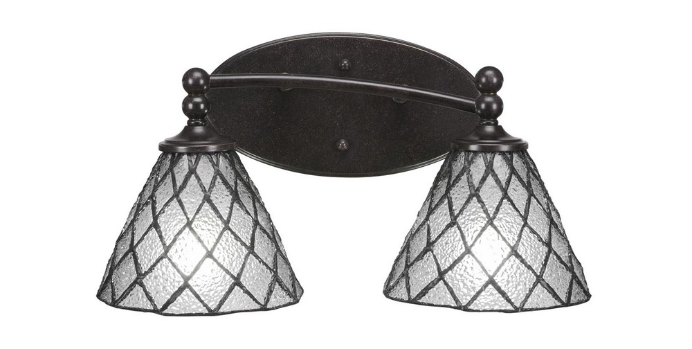 Toltec Lighting-592-DG-9185-Capri - 2 Light Bath Bar-8.5 Inches Tall and Inches Wide Dark Granite Diamond Ice Art Capri - 2 Light Bath Bar-8.5 Inches Tall and Inches Wide