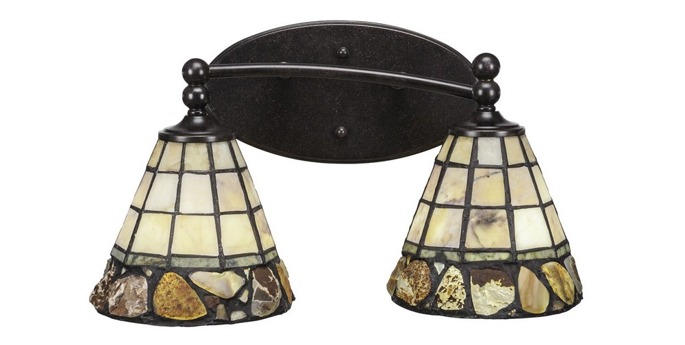 Toltec Lighting-592-DG-9735-Capri - 2 Light Bath Bar-9.5 Inches Tall and Inches Wide   Dark Granite Finish with Cobblestone Tiffany Glass