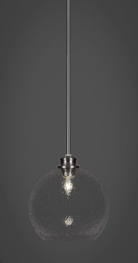 Toltec Lighting-72-BN-4352-Kimbro - 1 Light Stem Hung Stem Hung Pendant-9.75 Inches Tall and 9.75 Inches Wide Brushed Nickel Smoke Bubble Brushed Nickel Finish with Clear Bubble Glass