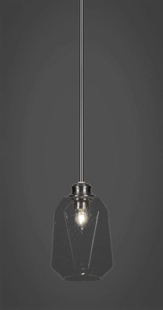 Toltec Lighting-72-BN-4460-Rocklin - 1 Light Stem Hung Stem Hung Pendant-9.75 Inches Tall and 6.75 Inches Wide Brushed Nickel Clear Bubble Brushed Nickel Finish with Clear Bubble Glass