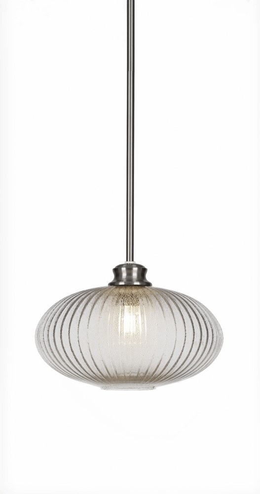 Toltec Lighting-72-BN-4658-Carina-1 Light Chain Hung Pendant-8.25 Inches Wide by 17.5 Inches High   Brushed Nickel Finish with Micro Bubble Ribbed Glass - 4532565 - Lighting Collection: Carina, Material: Steel/Glass, Width/D sku 4532565