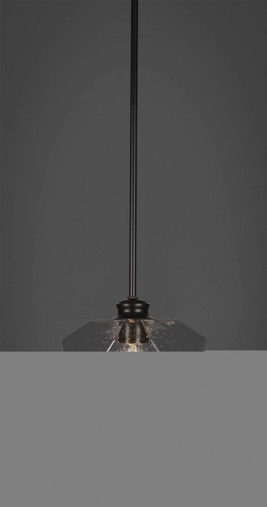 Toltec Lighting-72-MB-4490-Rocklin - 1 Light Stem Hung Stem Hung Pendant-7.75 Inches Tall and 9 Inches Wide Matte Black Clear Bubble Rocklin - 1 Light Stem Hung Stem Hung Pendant-7.75 Inches Tall and 