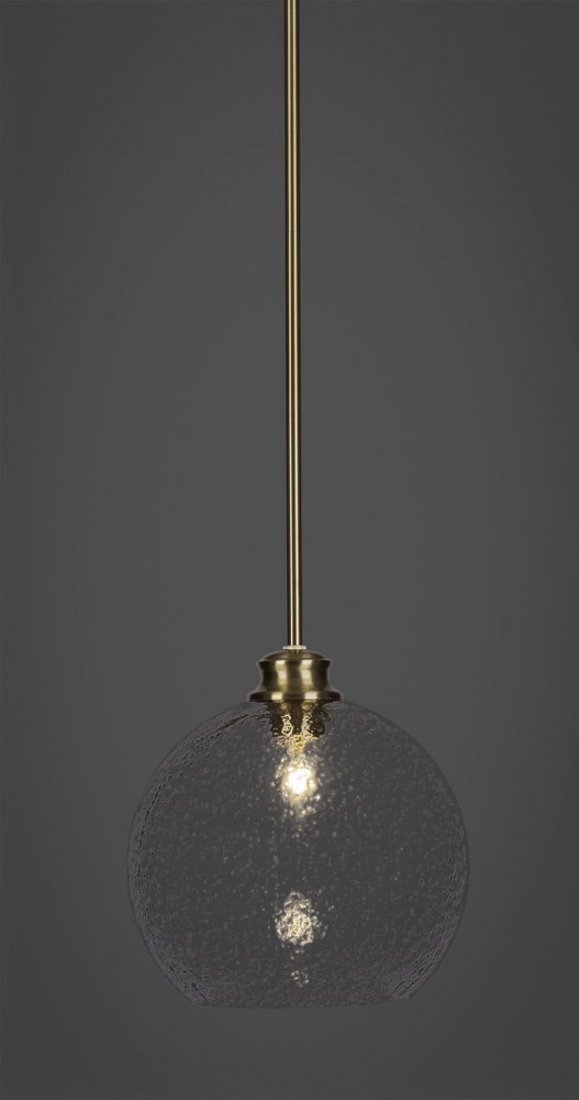 Toltec Lighting-72-NAB-4352-Kimbro - 1 Light Stem Hung Stem Hung Pendant-9.75 Inches Tall and 9.75 Inches Wide New Aged Brass Smoke Bubble Brushed Nickel Finish with Clear Bubble Glass