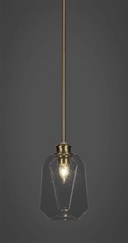 Toltec Lighting-72-NAB-4460-Rocklin - 1 Light Stem Hung Stem Hung Pendant-9.75 Inches Tall and 6.75 Inches Wide New Aged Brass Clear Bubble Brushed Nickel Finish with Clear Bubble Glass