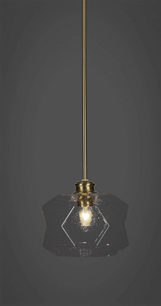 Toltec Lighting-72-NAB-4490-Rocklin - 1 Light Stem Hung Stem Hung Pendant-7.75 Inches Tall and 9 Inches Wide New Aged Brass Clear Bubble Rocklin - 1 Light Stem Hung Stem Hung Pendant-7.75 Inches Tall 