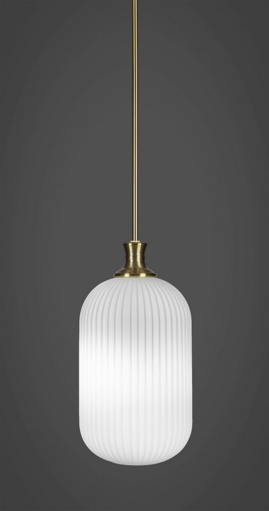 Toltec Lighting-74-NAB-4601-Carina - 1 Light Stem Hung Stem Hung Pendant-15.25 Inches Tall and 8.25 Inches Wide New Aged Brass Frosted Opal Carina - 1 Light Stem Hung Stem Hung Pendant-15.25 Inches Ta