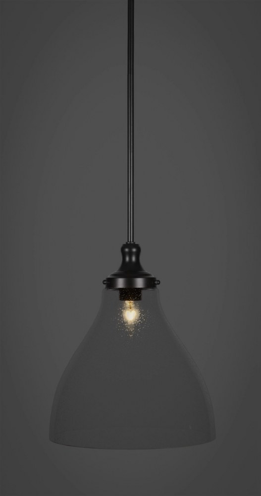 Toltec Lighting-79-MB-4720-Juno - 1 Light Stem Hung Stem Hung Pendant-13.75 Inches Tall and 11.75 Inches Wide Matte Black Clear Bubble Juno - 1 Light Stem Hung Stem Hung Pendant-13.75 Inches Tall and 