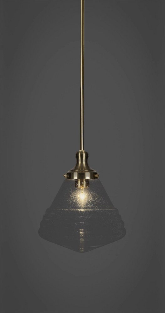 Toltec Lighting-79-NAB-4710-Juno - 1 Light Stem Hung Stem Hung Pendant-11.5 Inches Tall and 10 Inches Wide New Aged Brass Clear Bubble Brushed Nickel Finish with Clear Bubble Glass