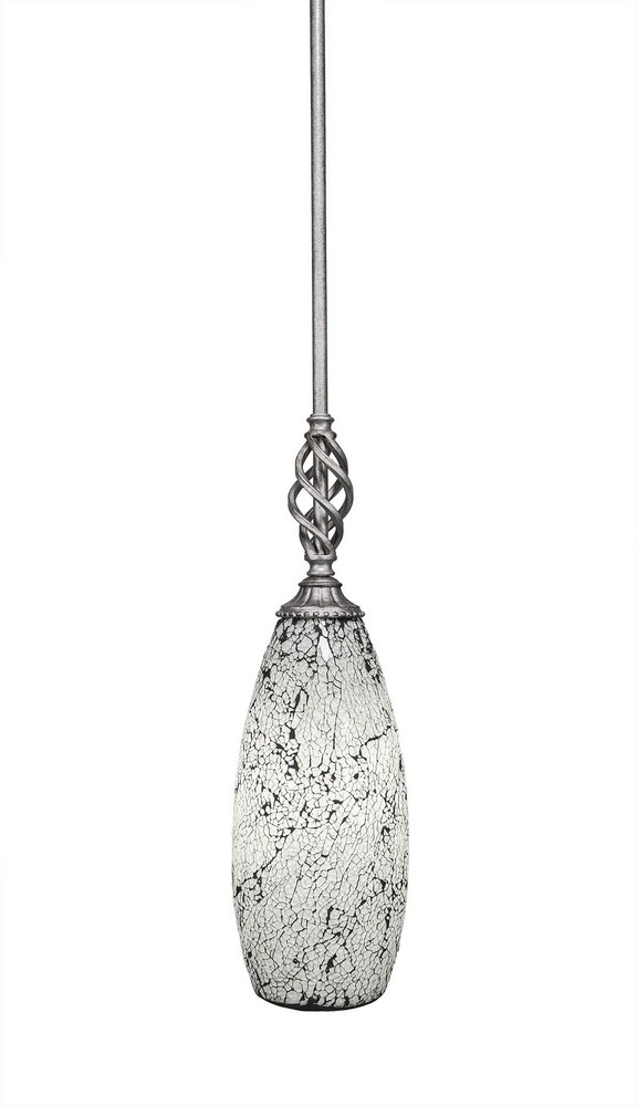 Toltec Lighting-80-AS-416-Elegante - 11.75 Inch One Light Mini Pendant Black Fusion Glass  Aged Silver Finish