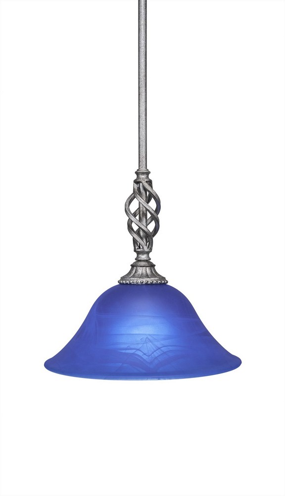 Toltec Lighting-80-AS-435-Elegante - 11.75 Inch One Light Mini Pendant Blue Italian Glass  Aged Silver Finish