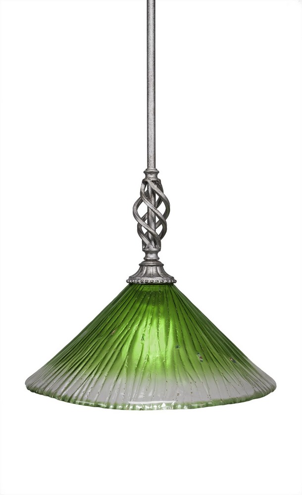 Toltec Lighting-80-AS-447-Elegante - 11.75 Inch One Light Mini Pendant Kiwi Green Crystal Glass  Aged Silver Finish