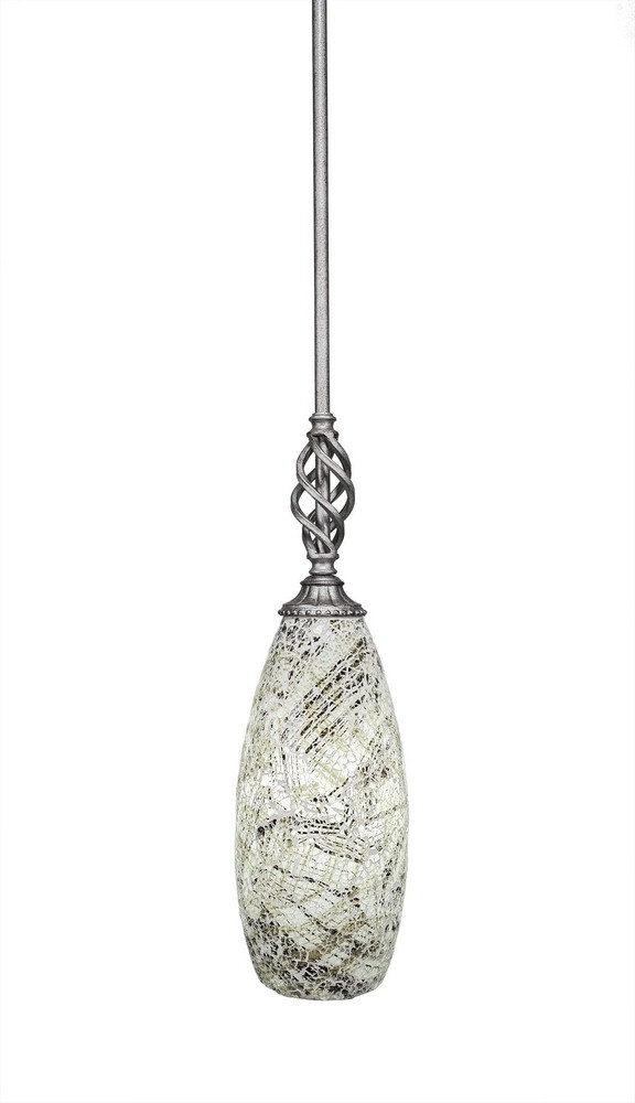 Toltec Lighting-80-AS-5064-Elegante - 1 Light Stem Mini Pendant With Hang Straight Swivel-17.25 Inches Tall and 5.5 Inches Wide Aged Silver Natural Fusion Elegante - 1 Light Stem Mini Pendant With Han