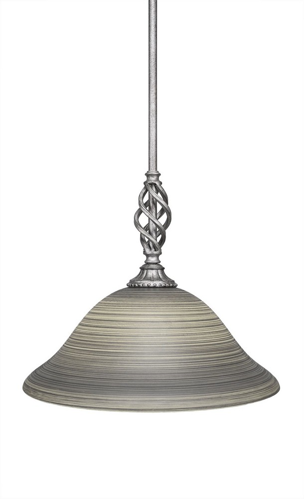 Toltec Lighting-80-AS-604-Elegante - 11.75 Inch One Light Mini Pendant Gray Linen Glass  Aged Silver Finish
