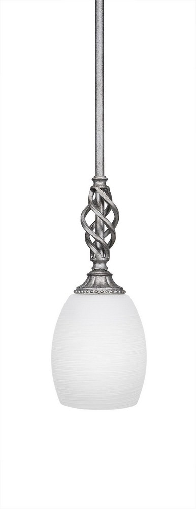 Toltec Lighting-80-AS-615-Elegante - 11.75 Inch One Light Mini Pendant White Linen Glass  Aged Silver Finish