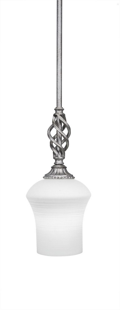Toltec Lighting-80-AS-681-Elegante - 11.75 Inch One Light Mini Pendant Zilo White Linen Glass  Aged Silver Finish