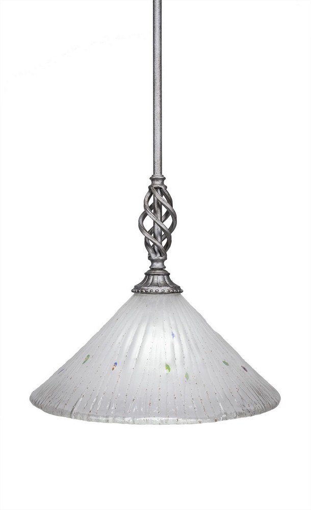 Toltec Lighting-80-AS-701-Elegante - 11.75 Inch One Light Mini Pendant Frosted Crystal Glass  Aged Silver Finish