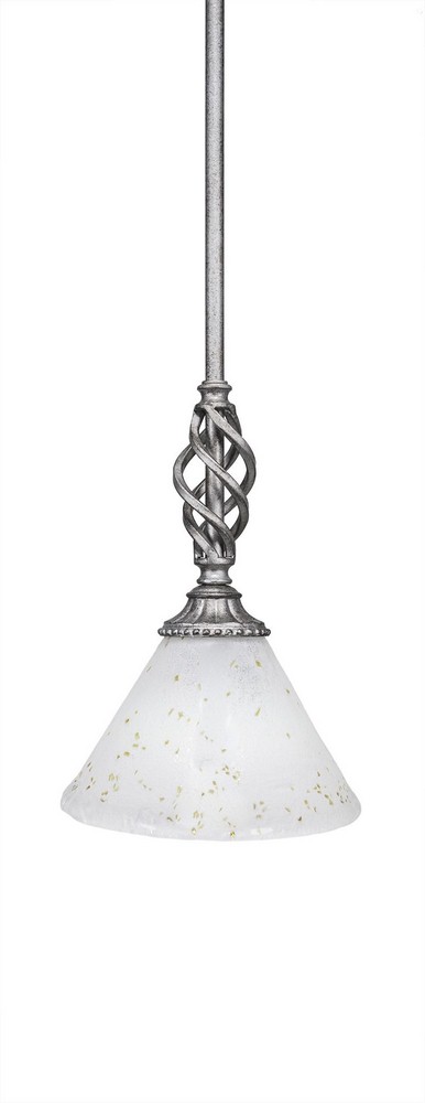 Toltec Lighting-80-AS-7145-Elegante - 11.75 Inch One Light Mini Pendant Gold Ice Glass  Aged Silver Finish