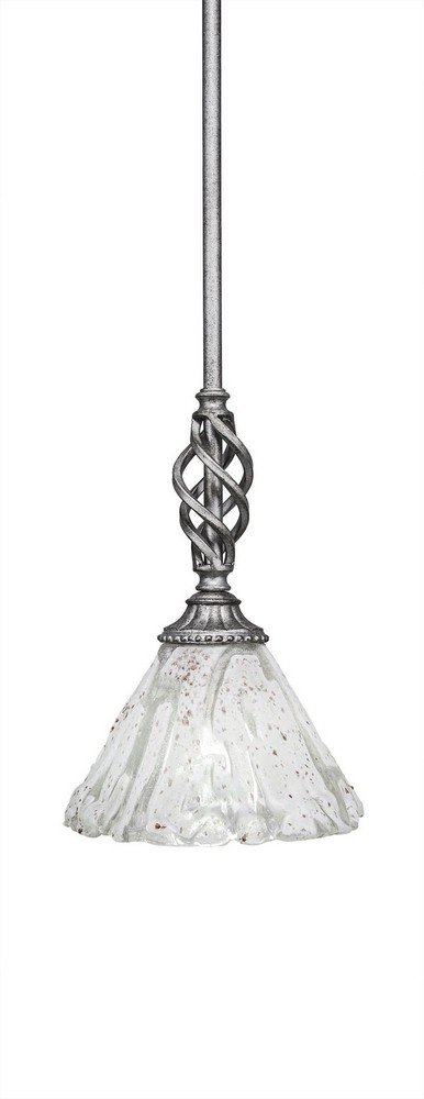 Toltec Lighting-80-AS-7195-Elegante - 1 Light Stem Mini Pendant With Hang Straight Swivel-10.25 Inches Tall and 7 Inches Wide Aged Silver Italian Ice Dark Granite Finish with Amber Dragonfly Mini Tiff