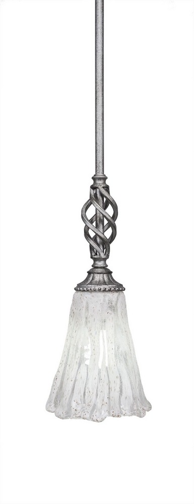 Toltec Lighting-80-AS-729-Elegante - 11.75 Inch One Light Mini Pendant Italian Ice Glass  Aged Silver Finish