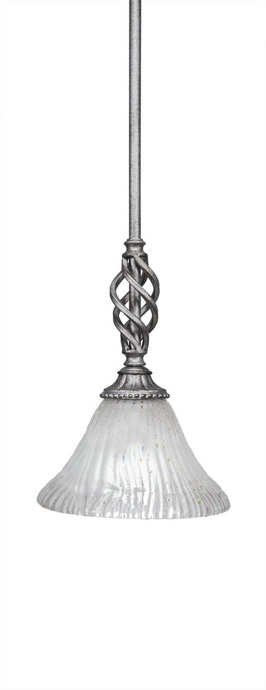 Toltec Lighting-80-AS-751-Elegante - 11.75 Inch One Light Mini Pendant Frosted Crystal Glass  Aged Silver Finish