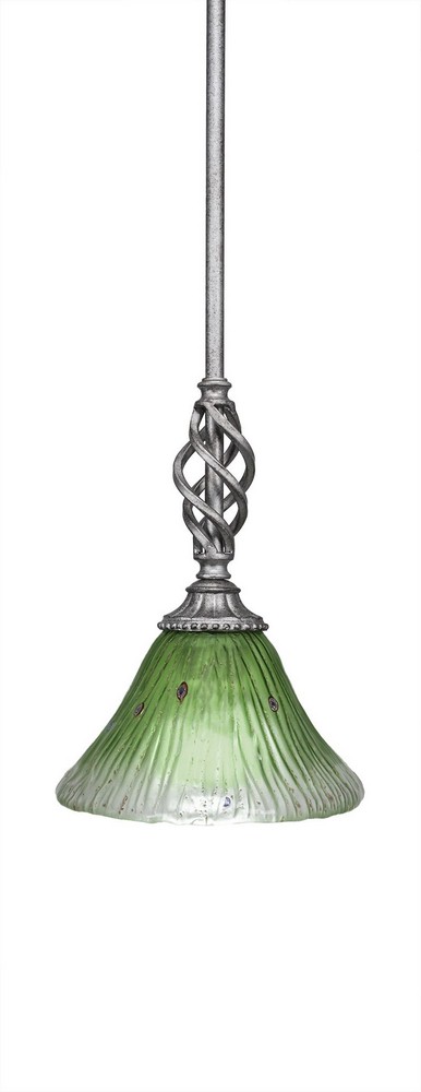 Toltec Lighting-80-AS-753-Elegante - 11.75 Inch One Light Mini Pendant Kiwi Green Crystal Glass  Aged Silver Finish