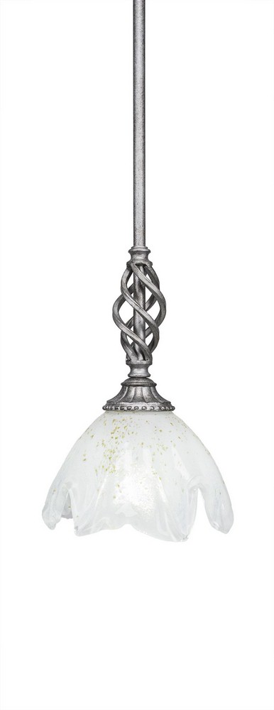 Toltec Lighting-80-AS-755-Elegante - 11.75 Inch One Light Mini Pendant Gold Ice Glass  Aged Silver Finish
