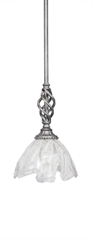 Toltec Lighting-80-AS-759-Elegante - 11.75 Inch One Light Mini Pendant Italian Ice Glass  Aged Silver Finish