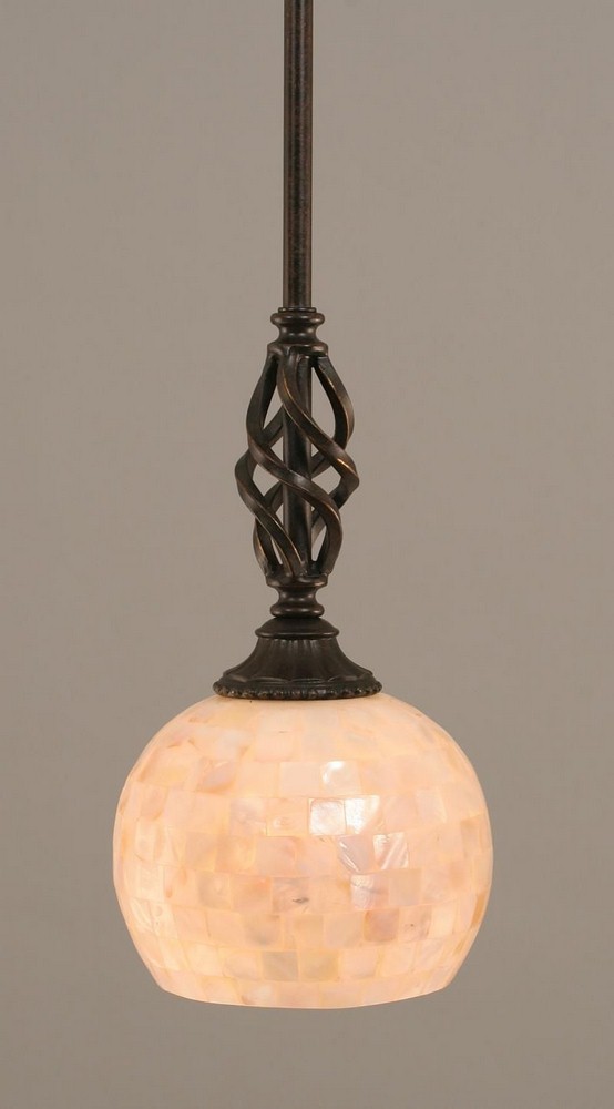 Toltec Lighting-80-DG-405-Elegante - 1 Light Stem Mini Pendant With Hang Straight Swivel-11.5 Inches Tall and 6 Inches Wide Dark Granite Sea Shell Elegante - 1 Light Stem Mini Pendant With Hang Straig