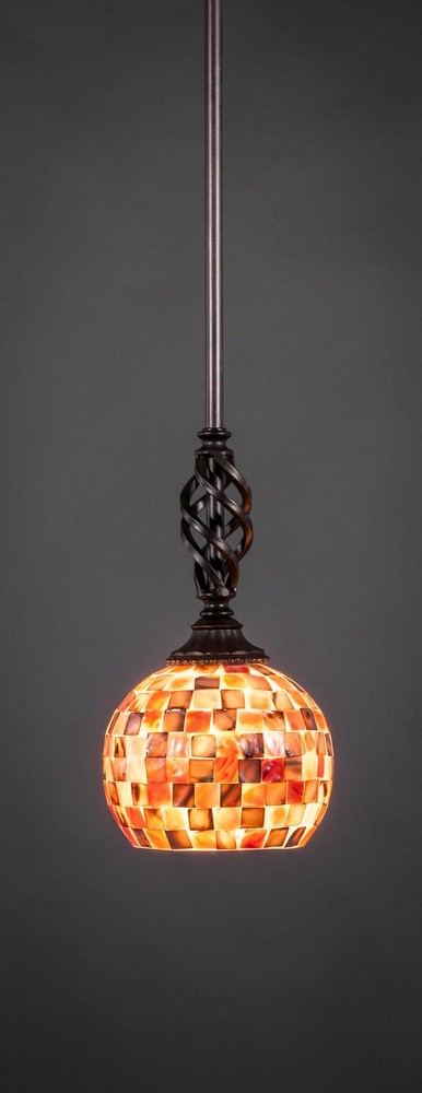 Toltec Lighting-80-DG-407-Elegante - 1 Light Stem Mini Pendant With Hang Straight Swivel-11.5 Inches Tall and 6 Inches Wide   Elegante - 1 Light Stem Mini Pendant With Hang Straight Swivel-11.5 Inches