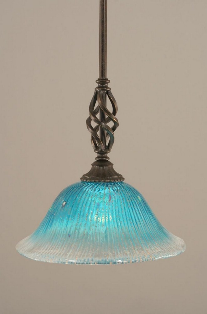 Toltec Lighting-80-DG-438-Elegante - 1 Light Stem Mini Pendant With Hang Straight Swivel-11 Inches Tall and 10 Inches Wide Dark Granite Teal Crystal Elegante - 1 Light Stem Mini Pendant With Hang Stra