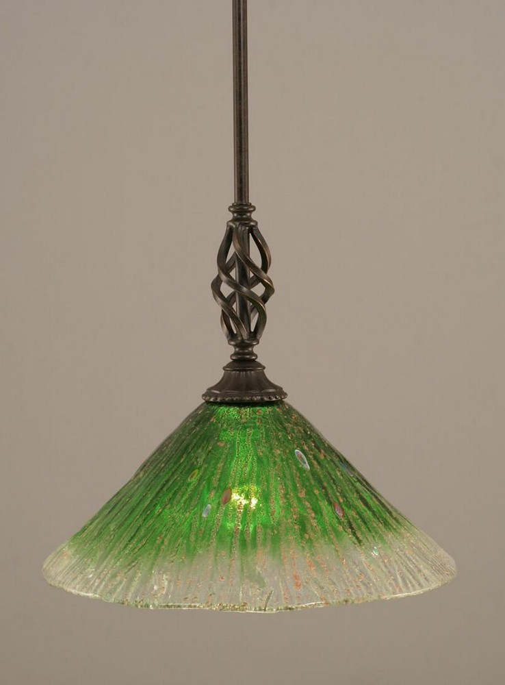 Toltec Lighting-80-DG-447-Elegante - 1 Light Stem Mini Pendant With Hang Straight Swivel-12 Inches Tall and 12 Inches Wide Dark Granite Kiwi Green Crystal Elegante - 1 Light Stem Mini Pendant With Han